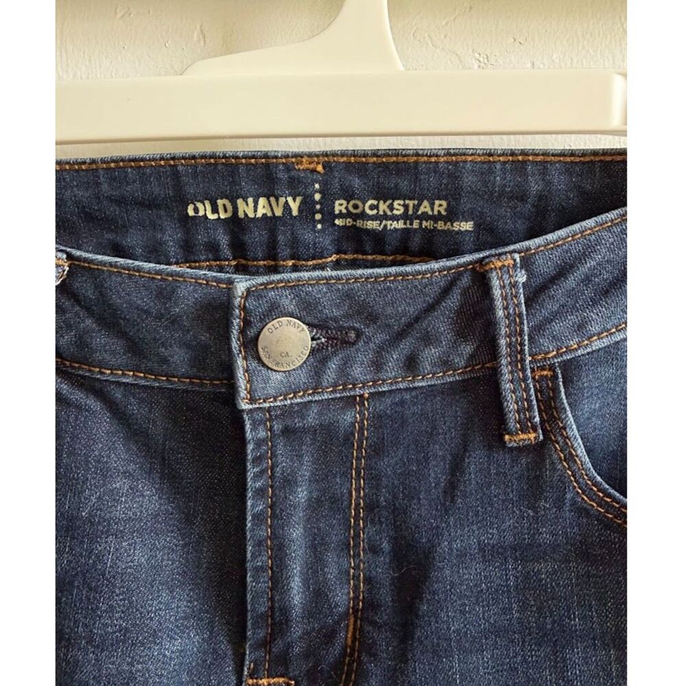 Old Navy Rockstar Mid-Rise Skinny Jeans Size 6 Regular Dark Wash - Picture 2 of 7